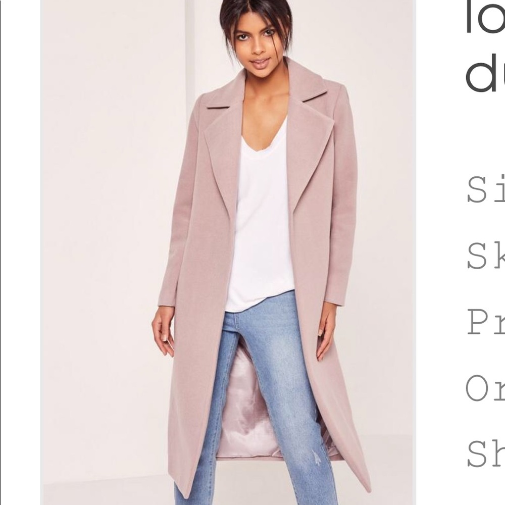 Longline Faux Wool Duster Coat Mauve